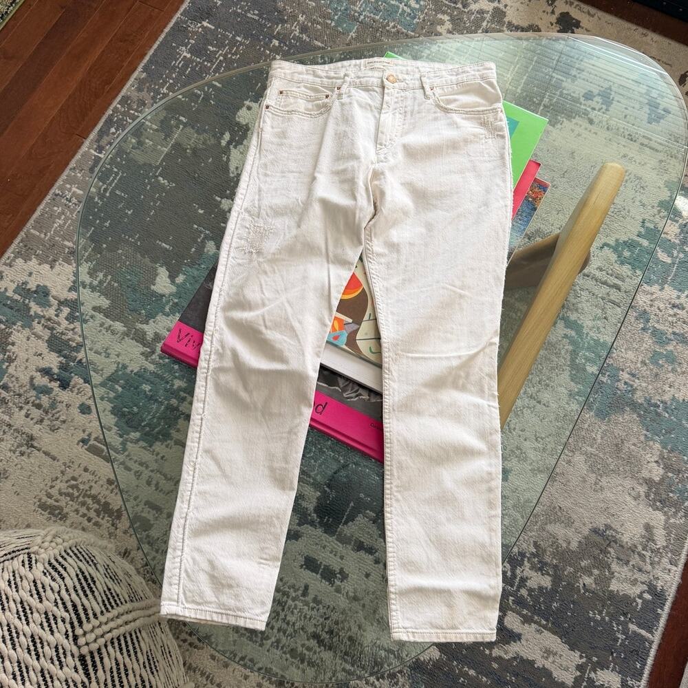 Isabel Marant Etoile Women's High Rise White Distressed Denim Jeans